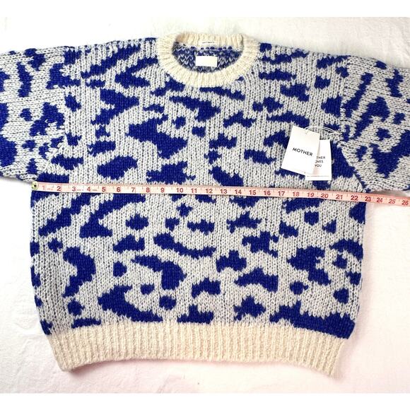 MOTHER The Crop Alpaca-Blend Animal Print Knit Sweater Large NWT - Picture 8 of 15